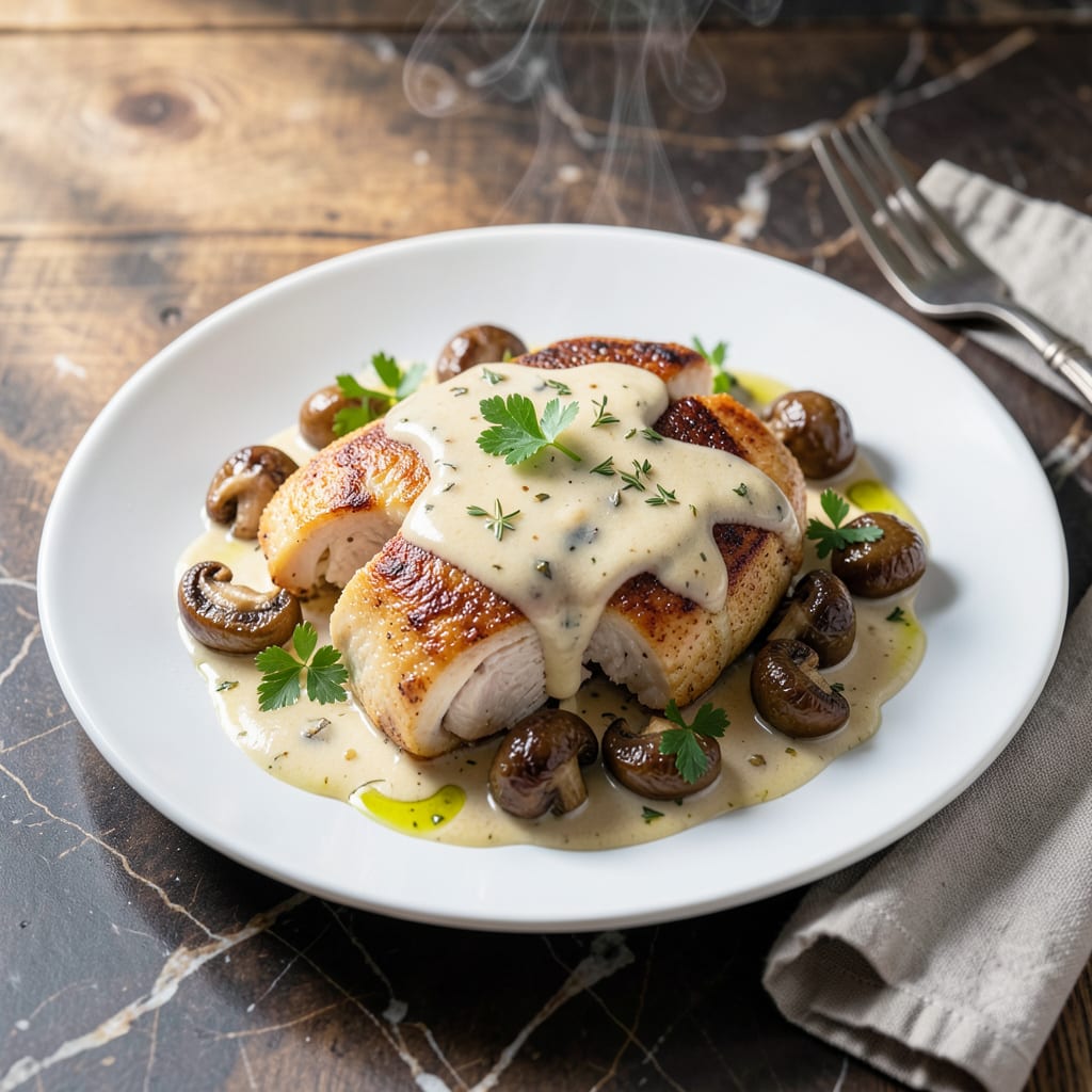 Comprehensive Chicken in White Wine and Mushroom Sauce Recipe: Silky Garlic Infused Elegance visual reference