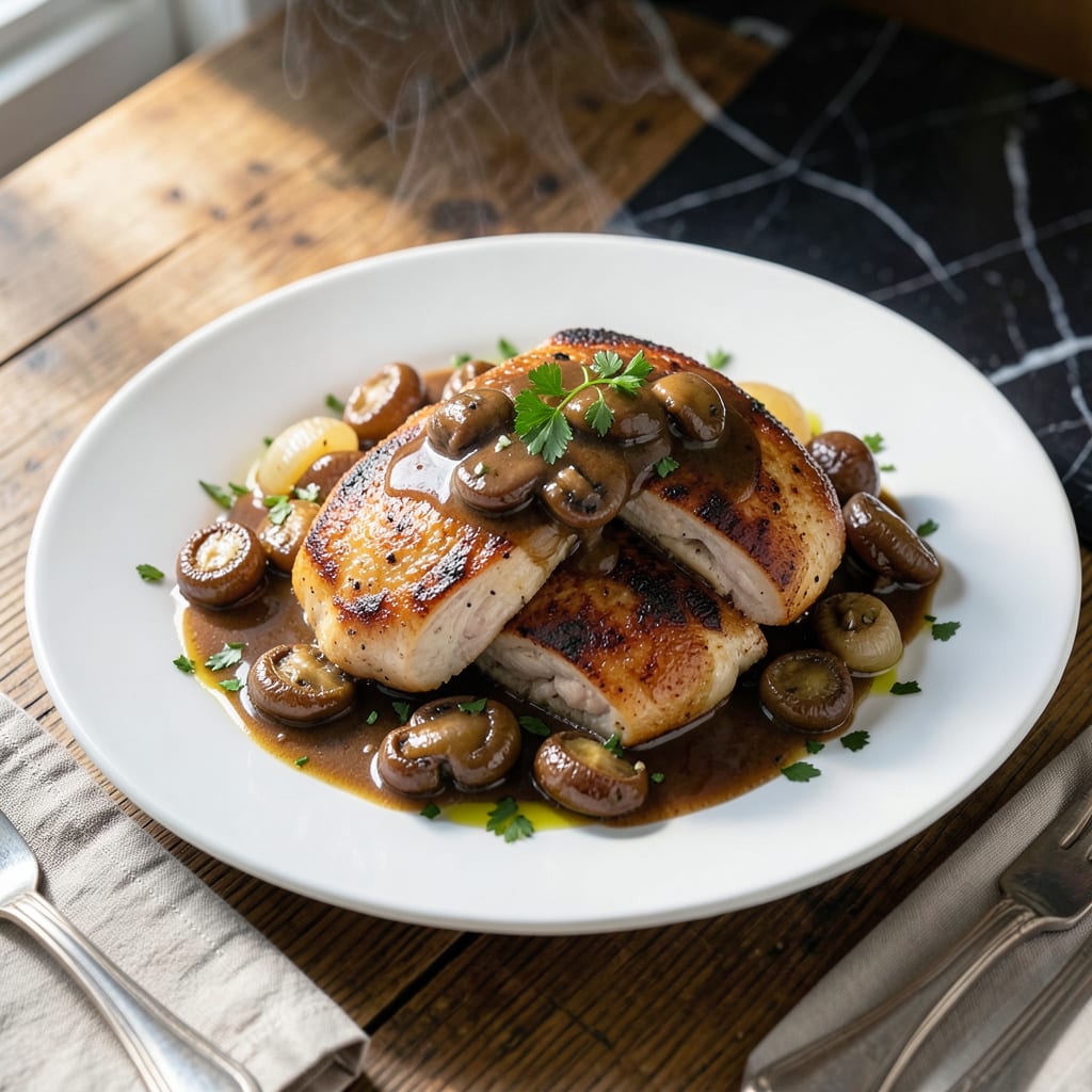 Chicken La Madeleine Mushroom Sauce Recipe: Earthy Elegance With Every Bite illustration with key details