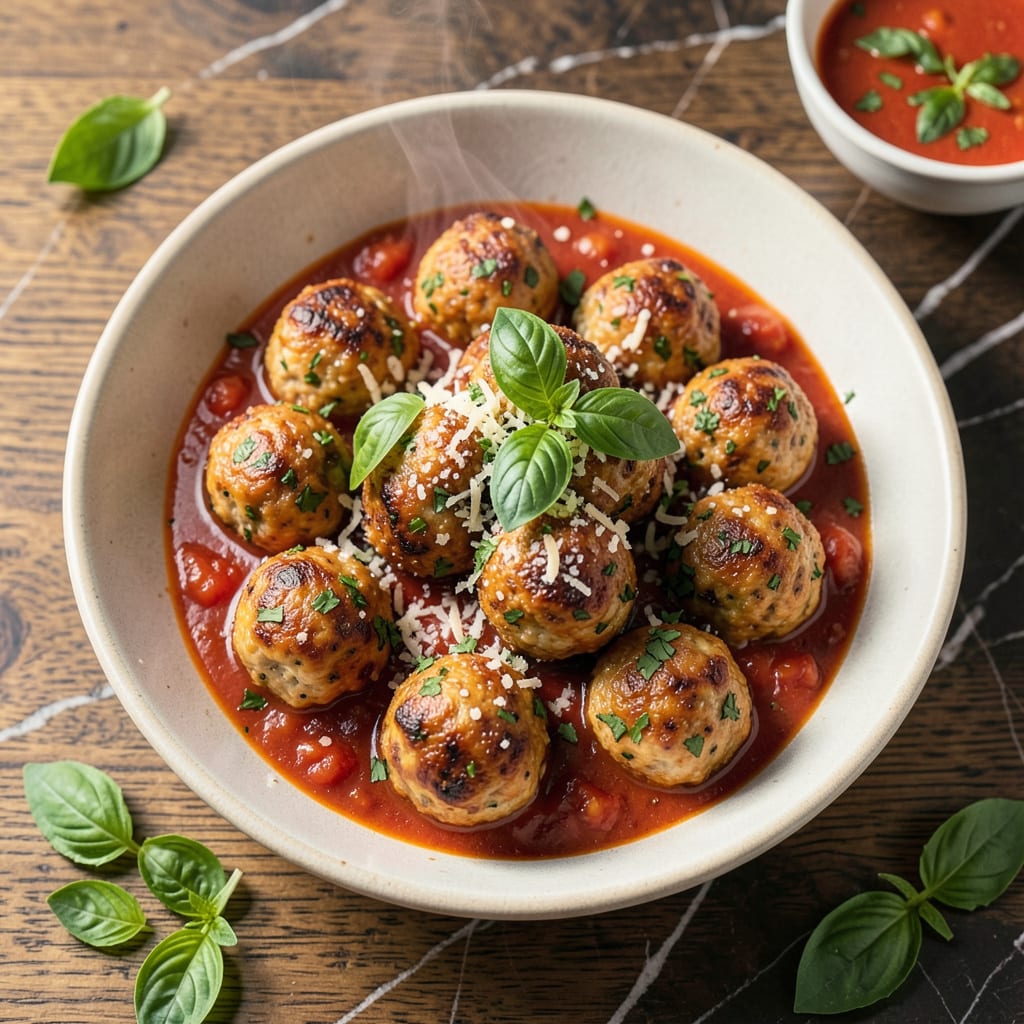 Chicken Meatballs in Tomato Sauce Recipe: Italian Comfort Simmered to Perfection example with annotations