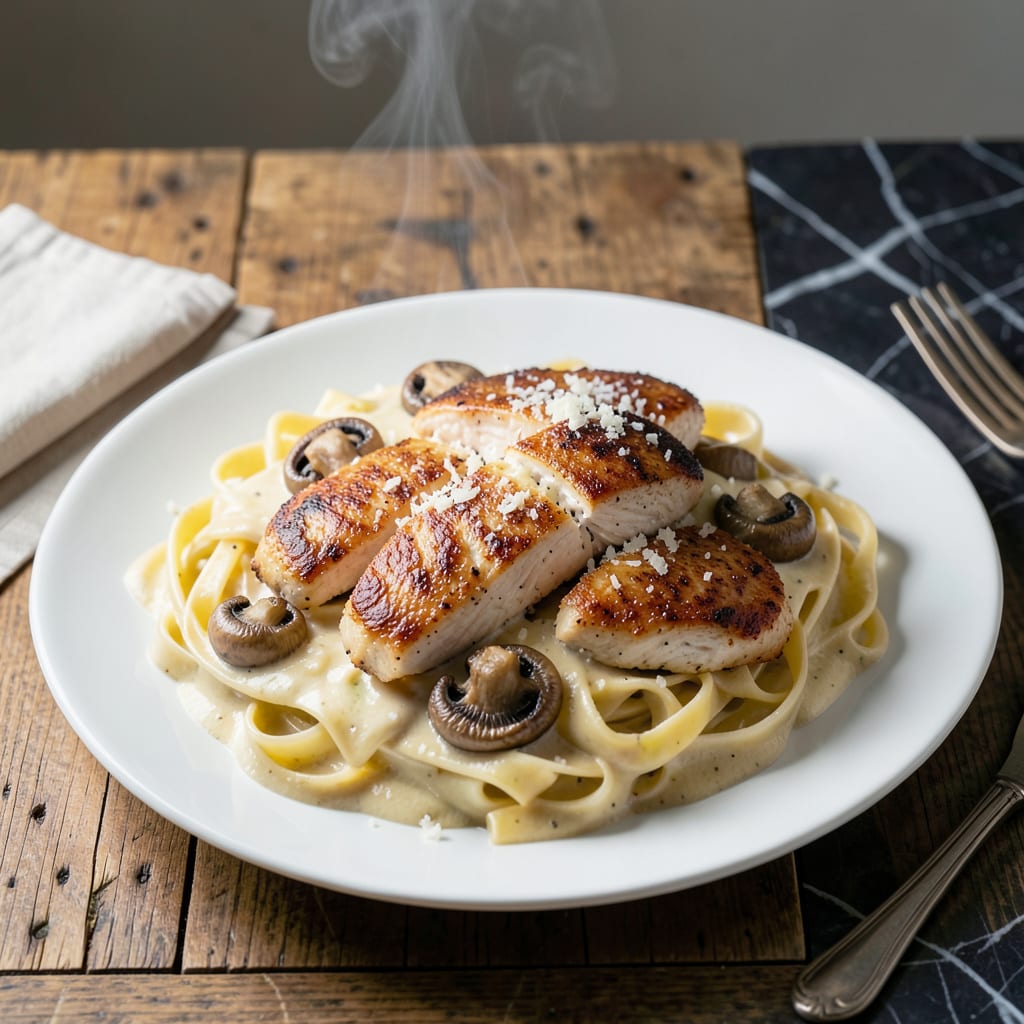 chicken mushroom alfredo sauce recipe detailed visual guide