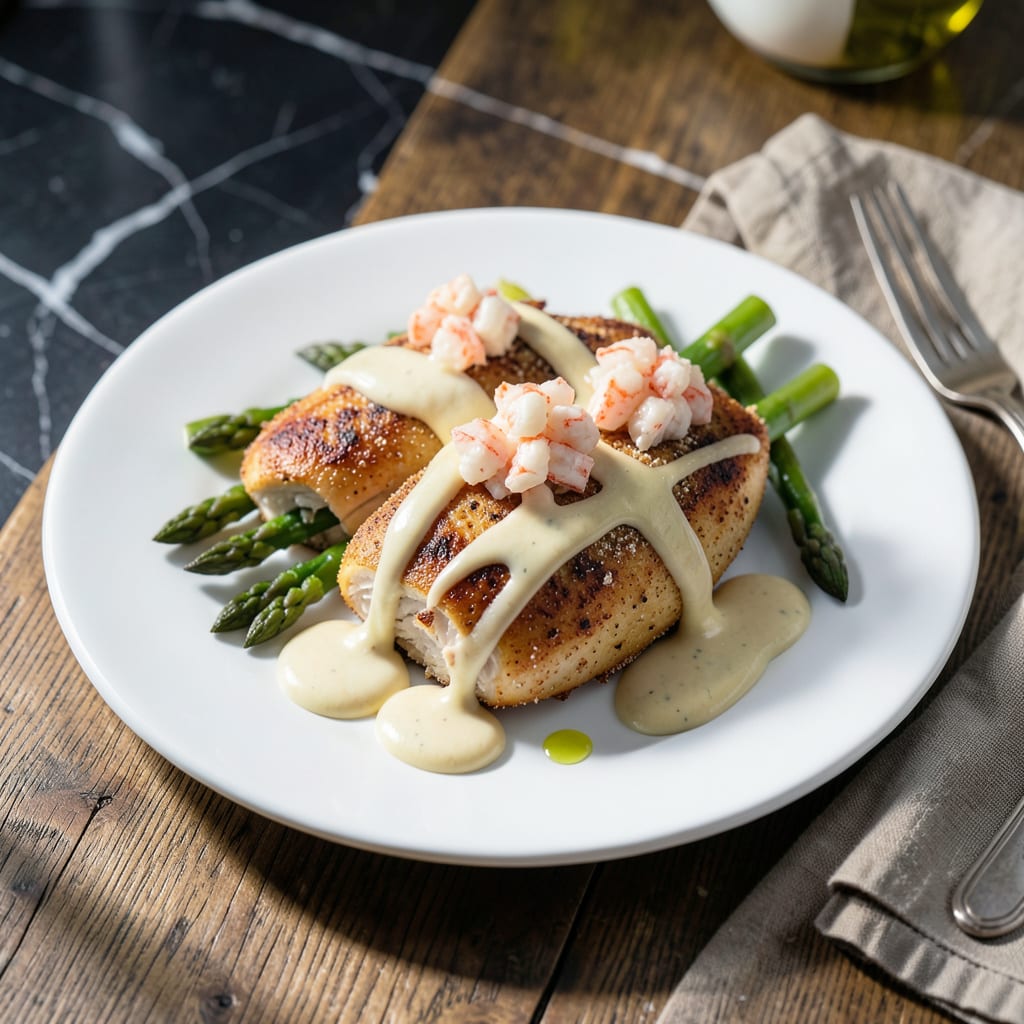 Chicken Oscar With Bearnaise Sauce Recipe: Elegant Steakhouse Classic at Home example with annotations