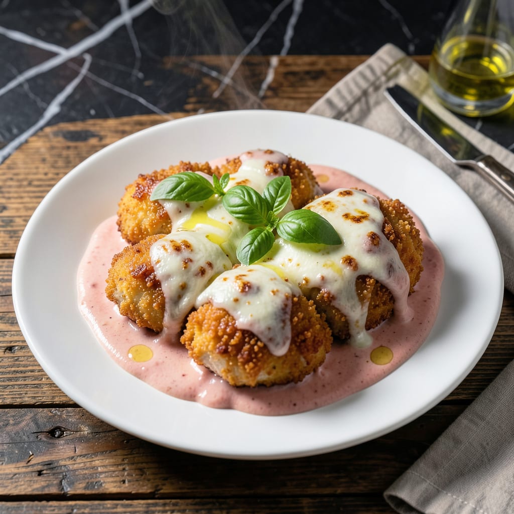 Complete Chicken Parm With Vodka Sauce Recipe: Crispy Cutlets in a Silky Tomato Blend overview image