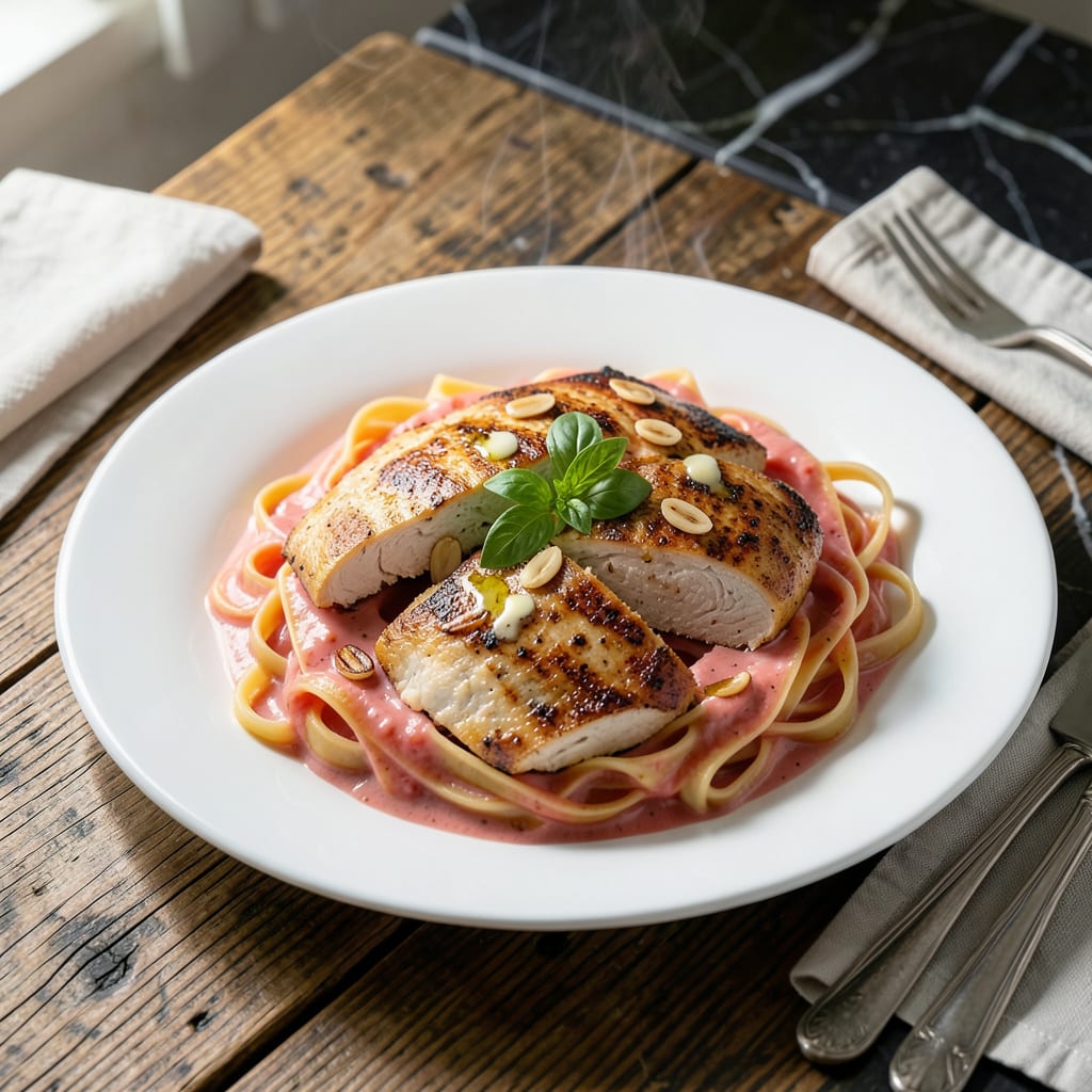 Chicken Pasta Pink Sauce Recipe: Tomato and Cream Fusion illustration with key details
