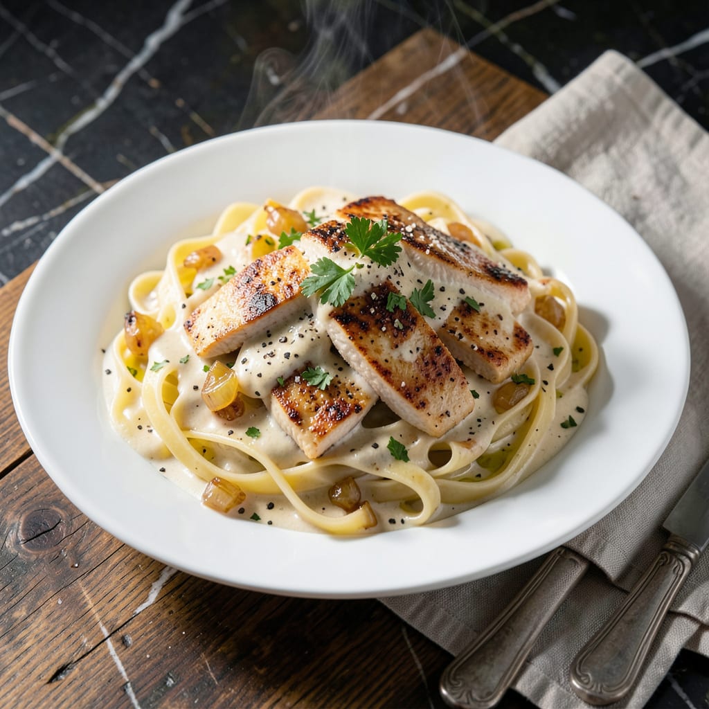 Chicken Pasta With White Sauce Pakistani Recipe: Homestyle Creamy Comfort illustration with key details