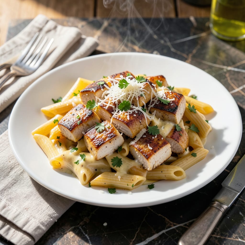 Complete Chicken Penne With Alfredo Sauce Recipe: Creamy Pasta with Garlic Depth overview image