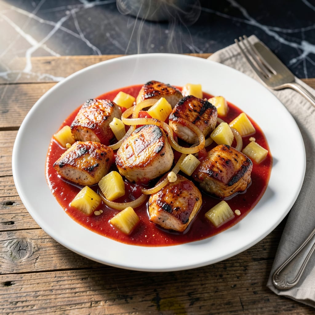 Chicken Pineapple Tomato Sauce Recipe: Tropical Sweetness Meets Savory Depth illustration with key details