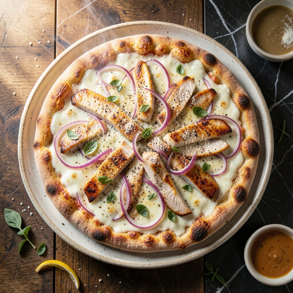 Comprehensive Chicken Pizza With White Sauce Recipe: Garlic Infused Creamy Base and Crispy Crust visual reference