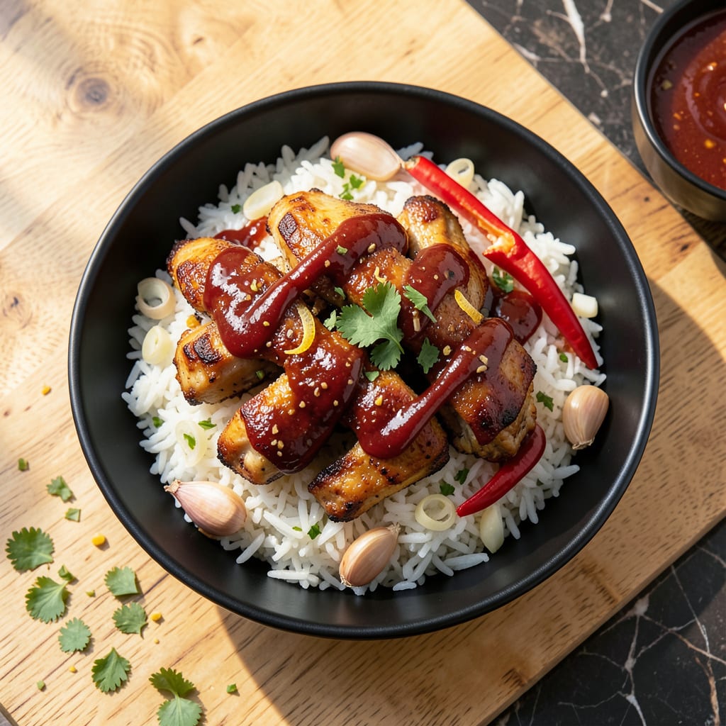 Visual representation of Chicken Rice Chili Sauce Recipe: Spicy Singaporean One Pot Feast