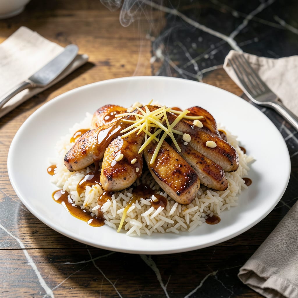 Visual representation of Chicken Rice Ginger Sauce Recipe: Aromatic One Pot Comfort