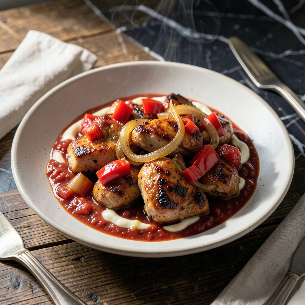 Chicken Riggies Sauce Recipe: Utica Style Spicy Tomato Cream illustration with key details