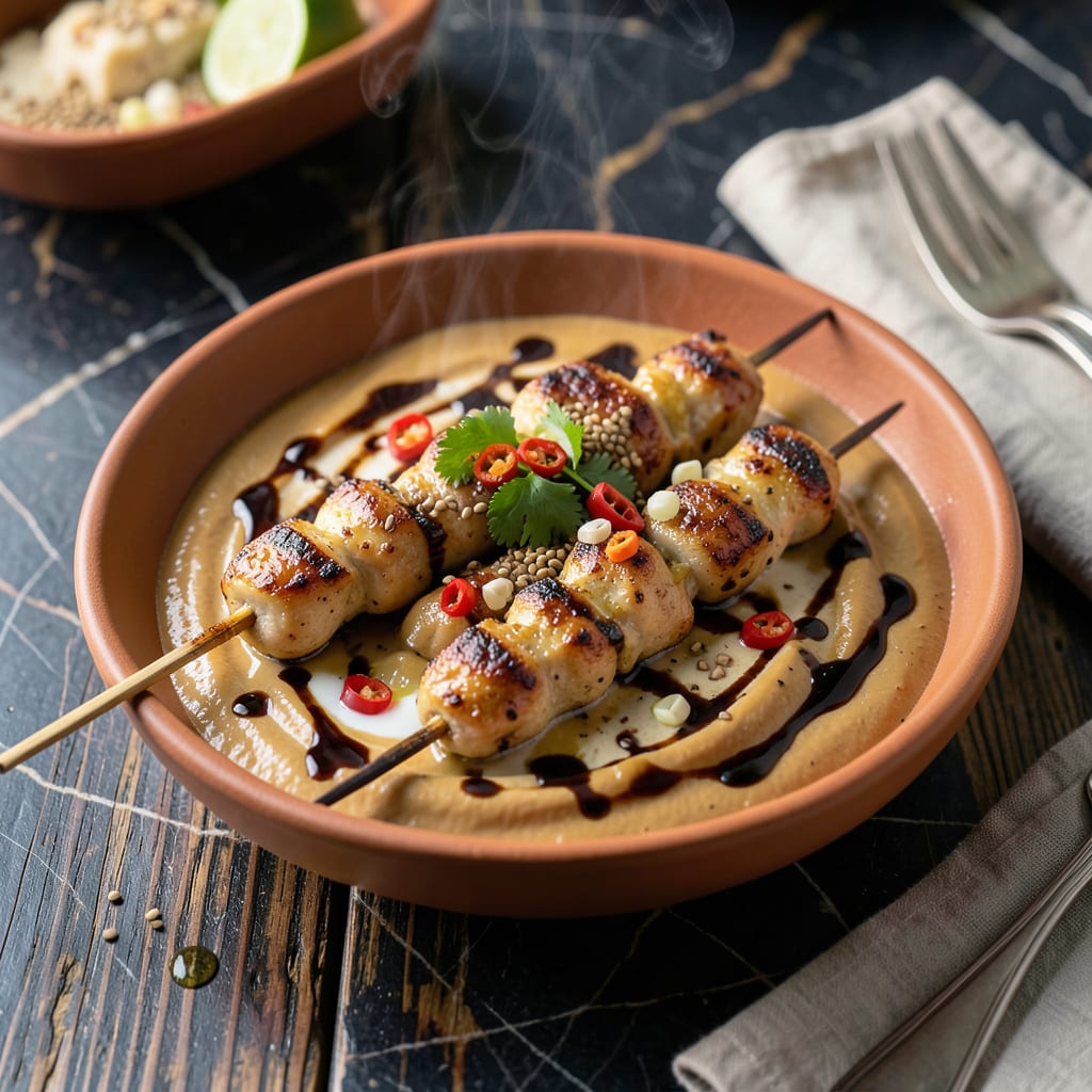 Visual representation of Chicken Satay Sauce Recipe: Peanut Infused Creamy Dip for Grilled Skewers