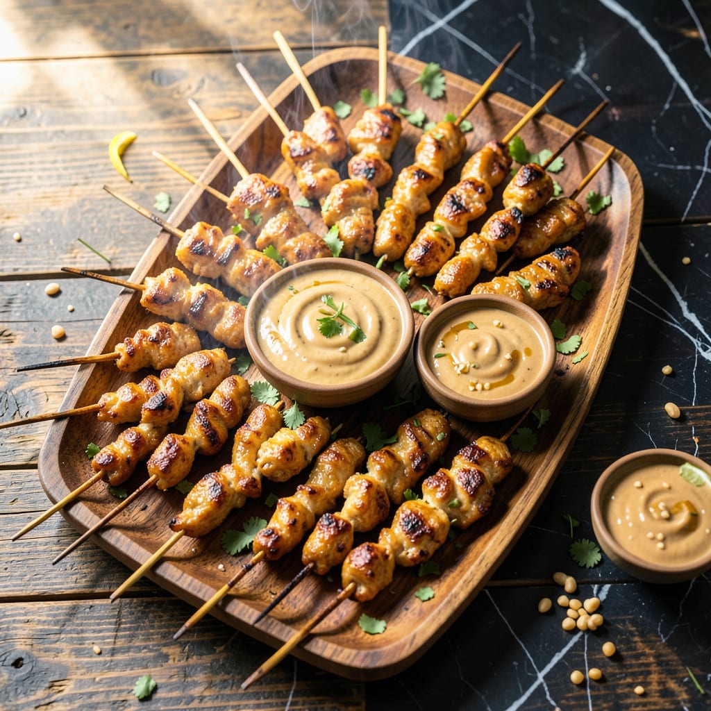 Chicken Satay Skewers With Peanut Sauce Recipe: Thai Street Food at Home detailed visual guide