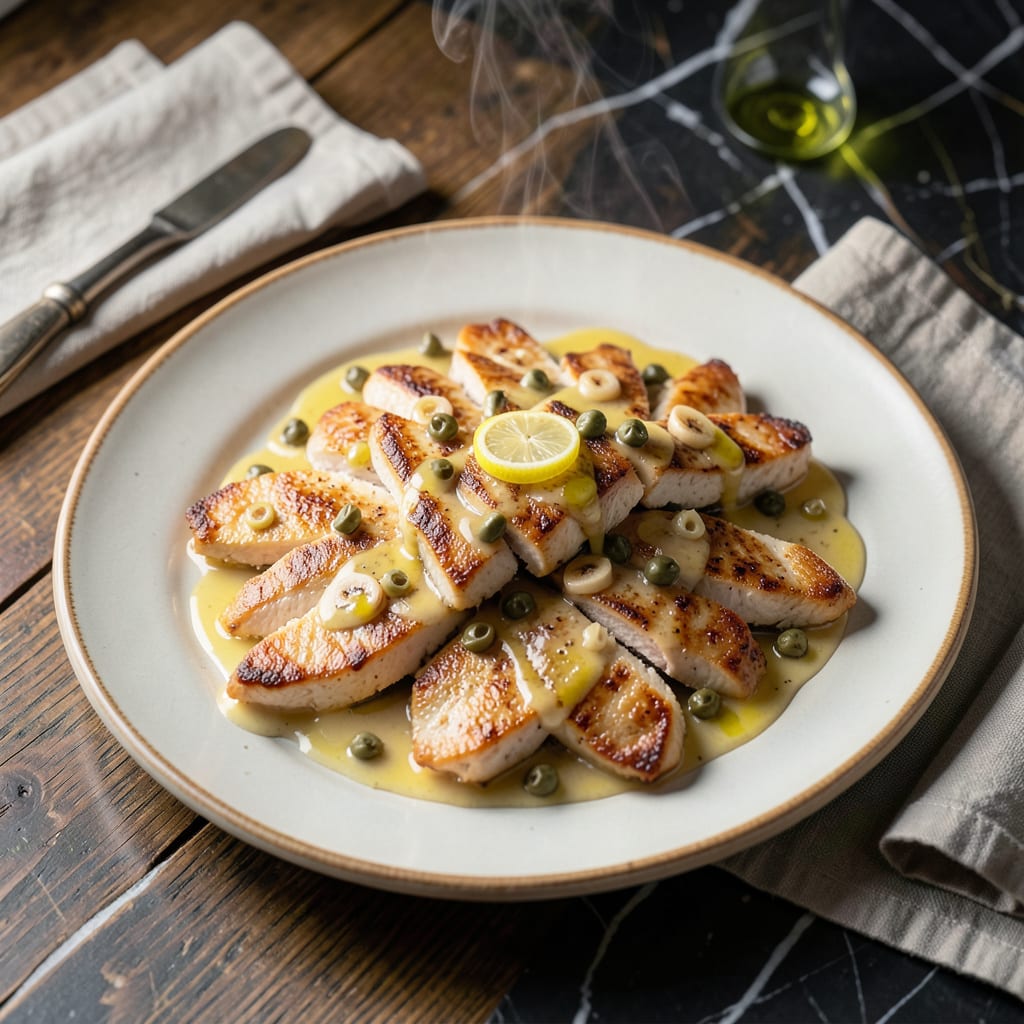 Visual representation of Chicken Scallopini Sauce Recipe: Lemon Butter Pan Sauce With Capers