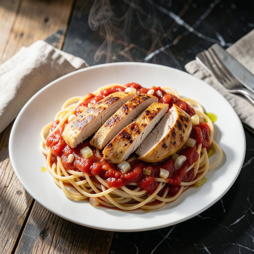 Chicken Spaghetti With Marinara Sauce Recipe: One Pot Italian Comfort example with annotations