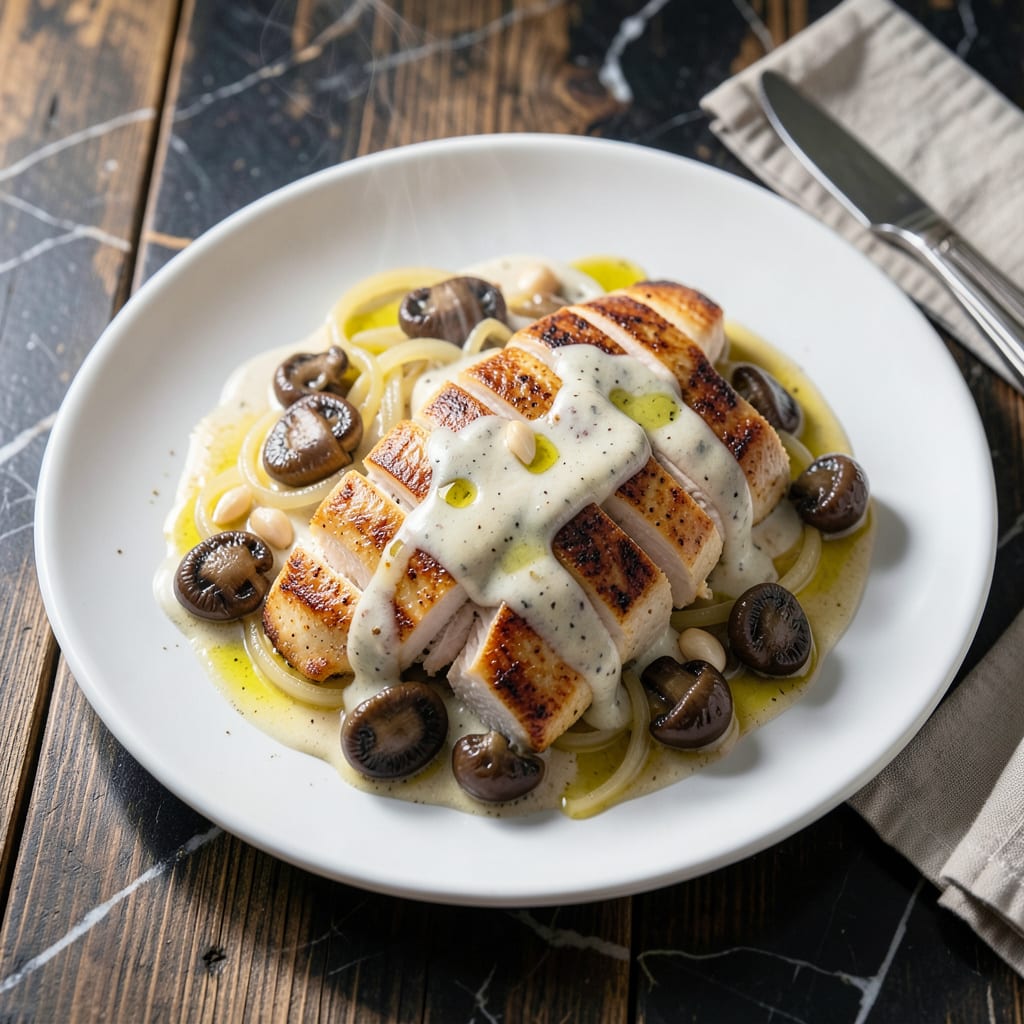 Chicken Stroganoff White Sauce Recipe: Mushroom Infused Creamy Elegance illustration with key details