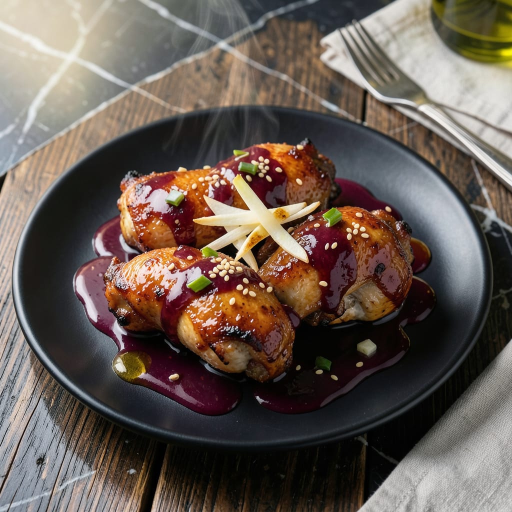 Visual representation of chicken thighs plum sauce recipe