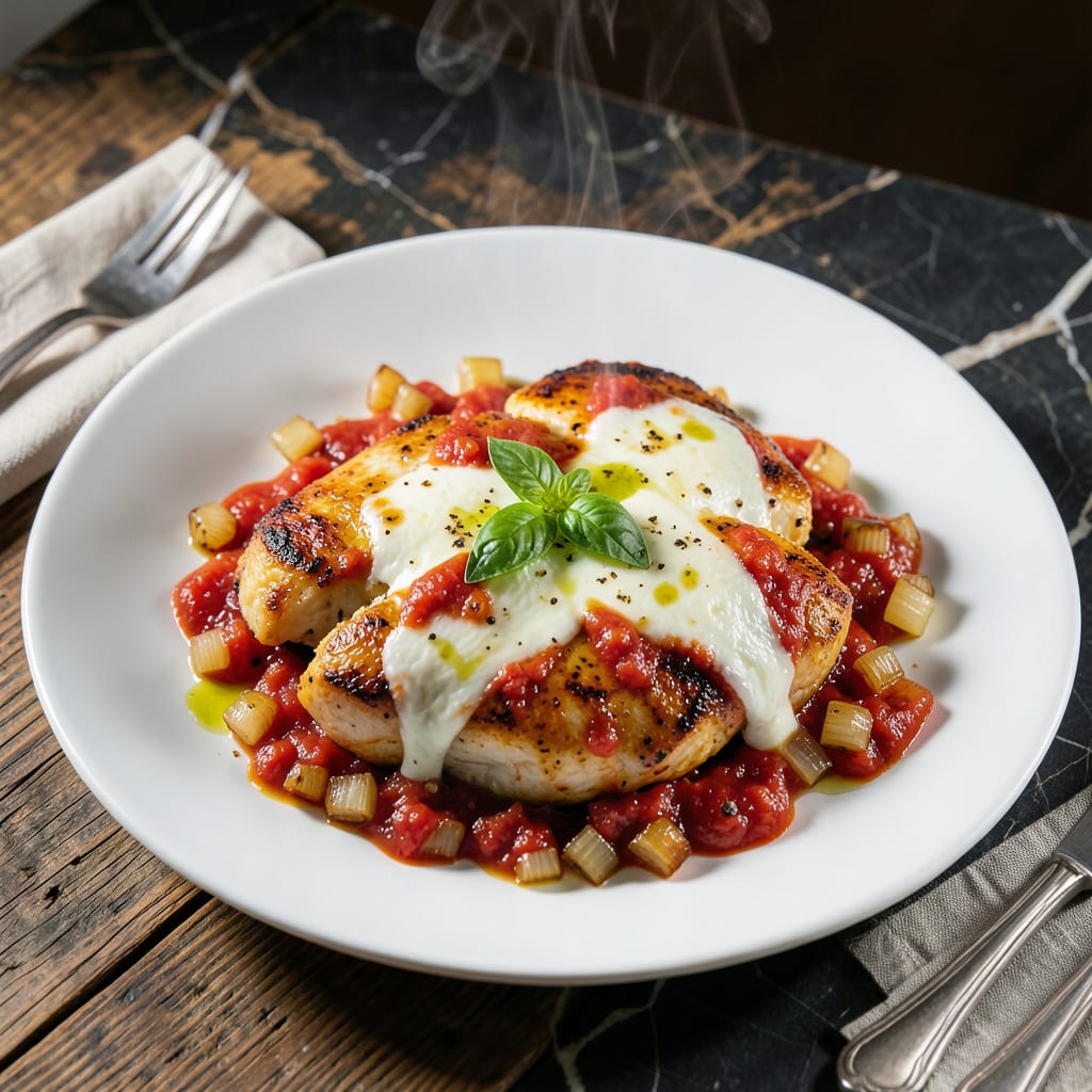 Complete Chicken Tomato Sauce Mozzarella Recipe: Italian Inspired Baked Delight overview image