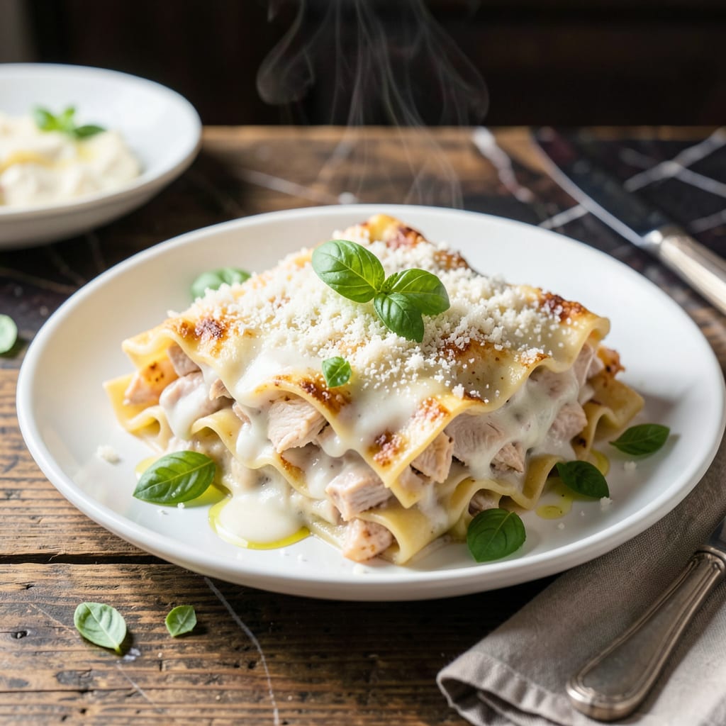 Complete Chicken White Sauce Lasagna Recipe: Layered Cheese and Pasta Indulgence overview image