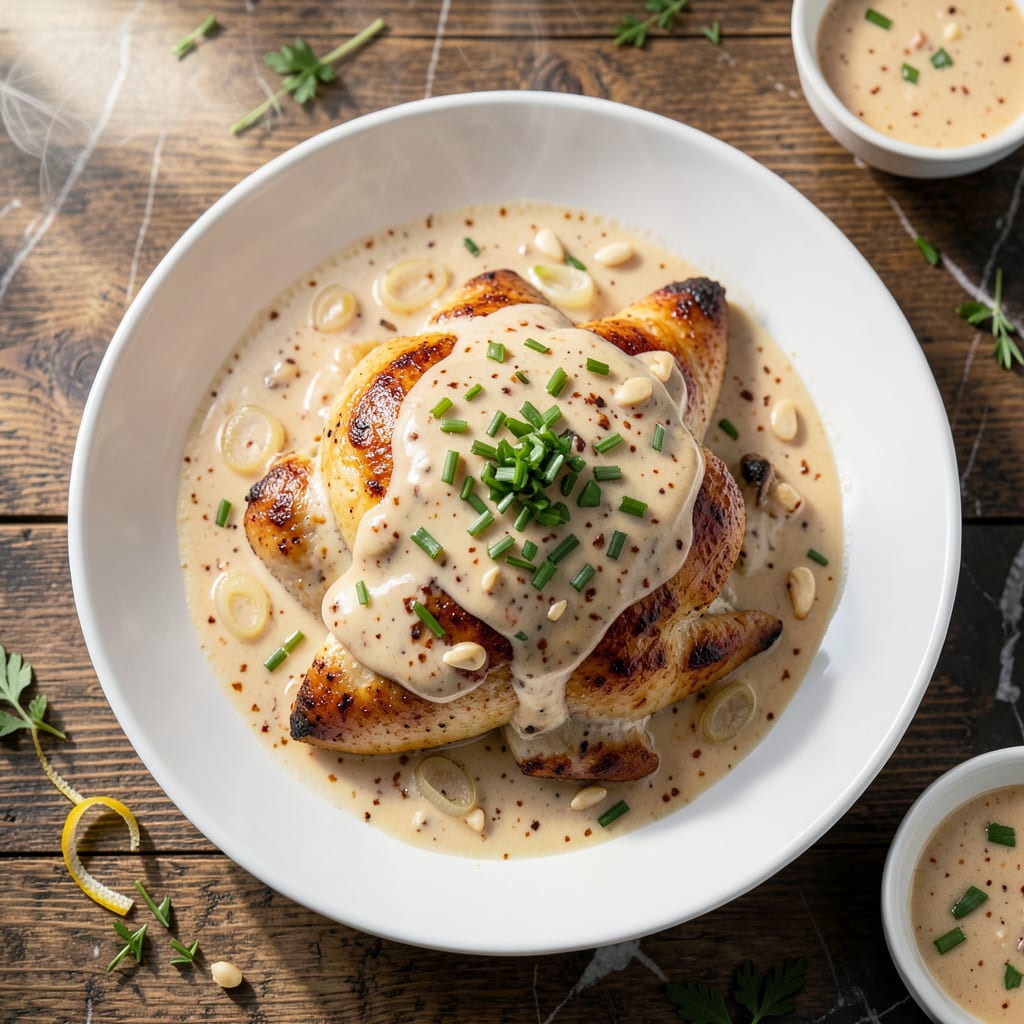 Visual representation of Chicken With Lobster Sauce Recipe: Velvety Seafood Elegance