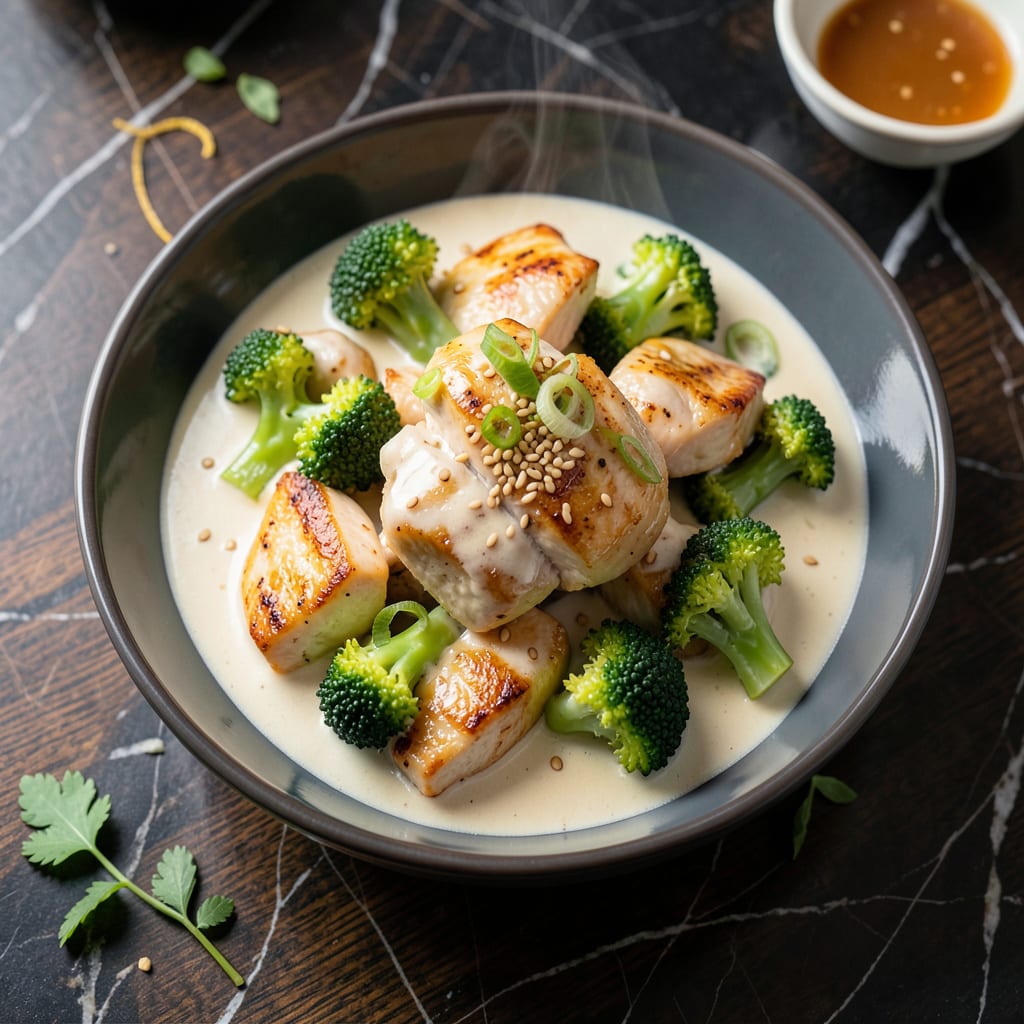 Chinese Chicken and Broccoli White Sauce Recipe: Velvet Smooth Takeout Classic illustration with key details