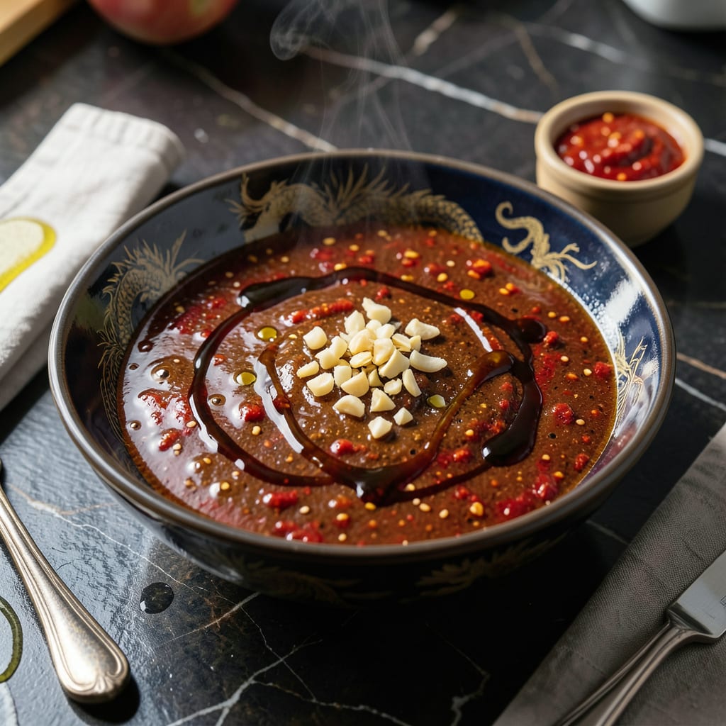 Chinese Red Sauce Recipe: Sweet and Spicy Umami Base for Noodles illustration with key details