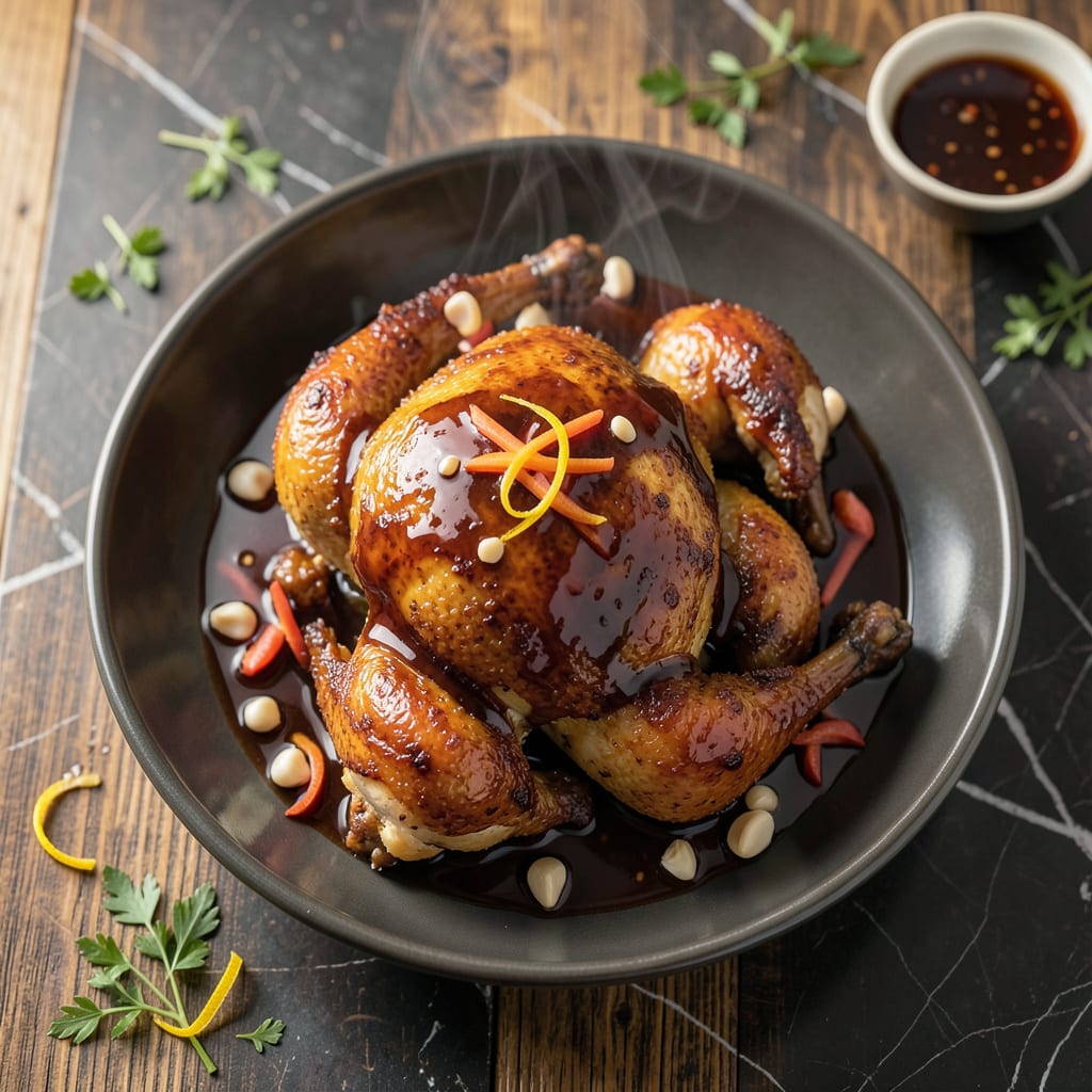 Chinese Soy Sauce Whole Chicken Recipe: Umami Rich Roasted Delight illustration with key details