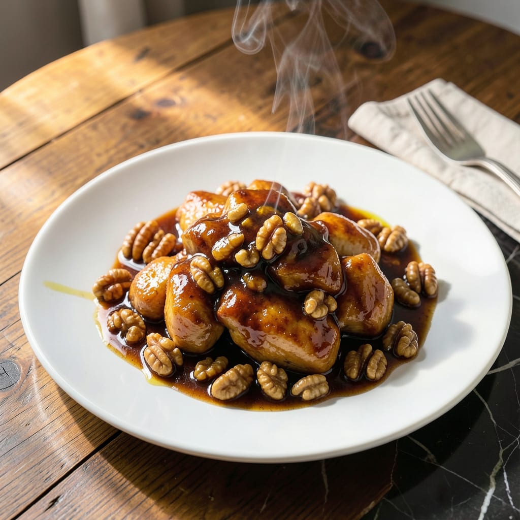 Visual representation of Chinese Walnut Chicken Sauce Recipe: Silky Sweet Savory Glaze With Crunch
