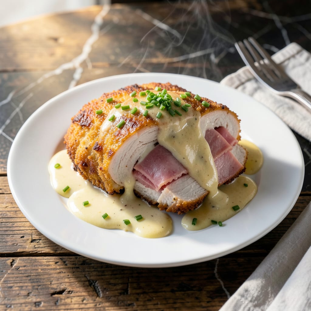 Cream Sauce Chicken Cordon Bleu Sauce Recipe: Velvety Swiss and Ham Infusion example with annotations