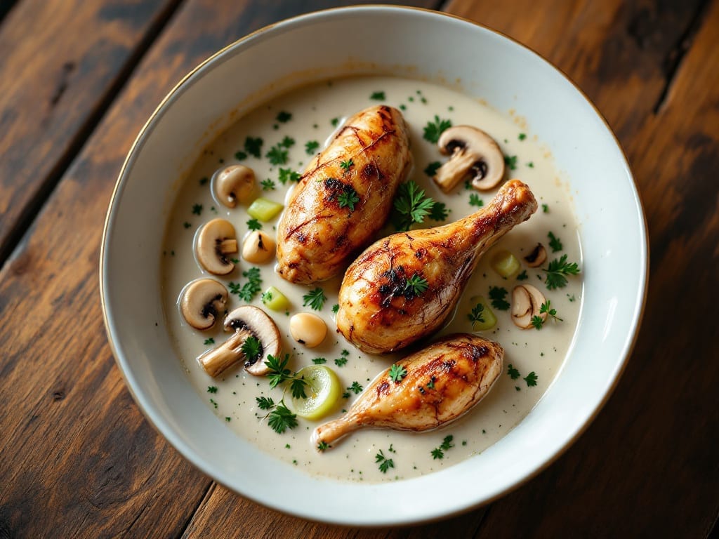 Chicken Leg Cream of Mushroom Soup Recipe: Crispy Bites in Rich Umami Broth