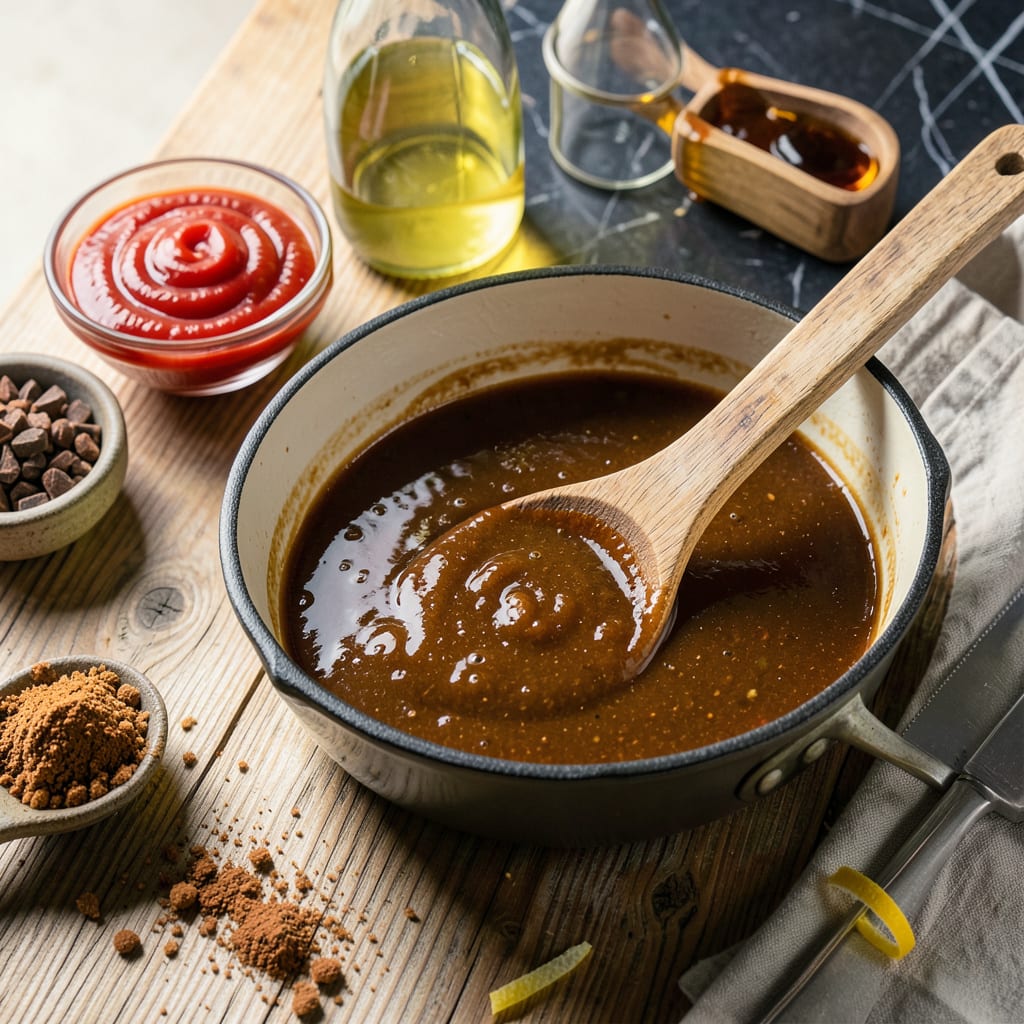 Easy BBQ Sauce Recipe: Tangy Sweet Glaze for Grilling Season example with annotations