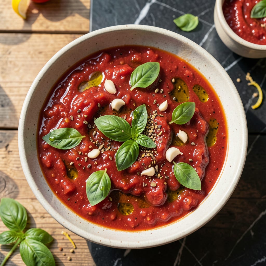 Exquisite Pizza Sauce Recipe: Bold Tomato Elegance for Perfect Crusts example with annotations