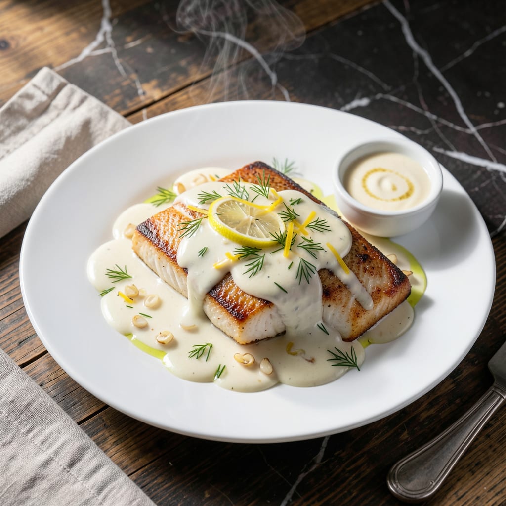 Complete Fish Fillet Sauce Recipe With White Sauce: Creamy Lemon Dill Emulsion overview image