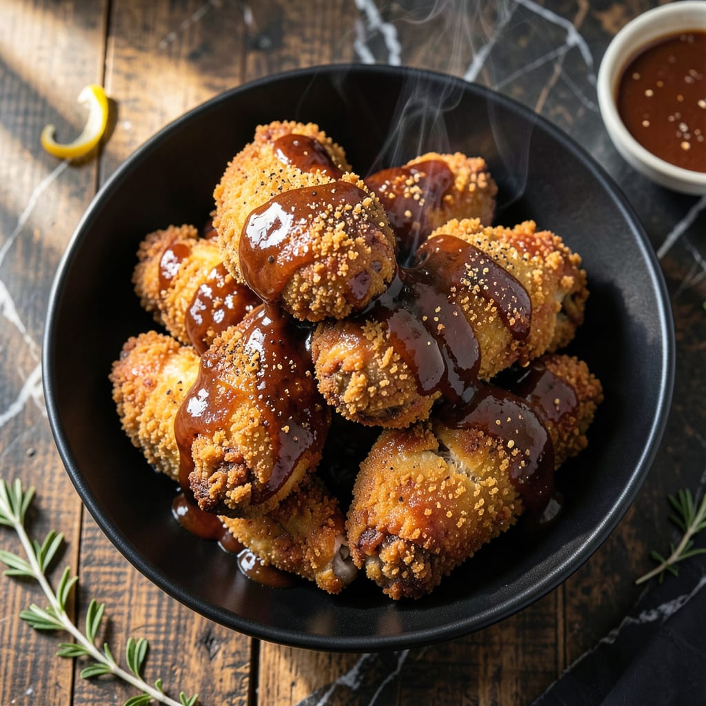 Complete Fried Chicken With Barbecue Sauce Recipe: Smoky Glazed Crispy Bites overview image