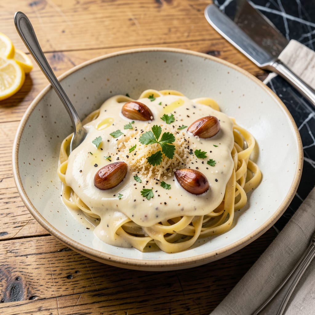 Visual representation of Garlic Parmesan Sauce Recipe: Creamy, Bold Flavor for Any Dish