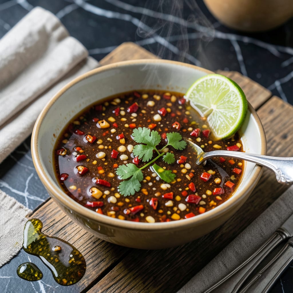 Hainanese Chicken Rice Chilli Sauce Recipe: Spicy Garlic Ginger Depth detailed visual guide
