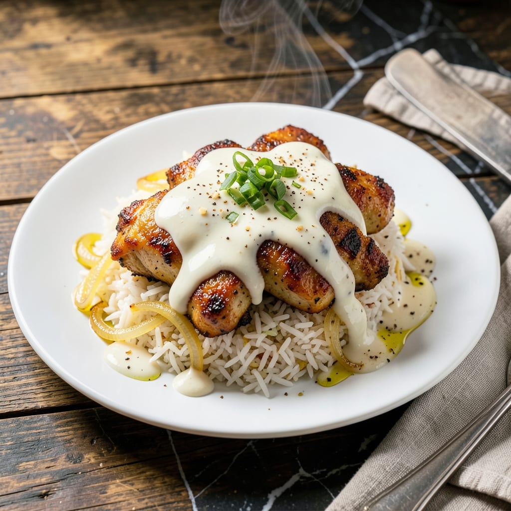 Halal Chicken Rice White Sauce Recipe: Singapore Style Velvety Indulgence detailed visual guide
