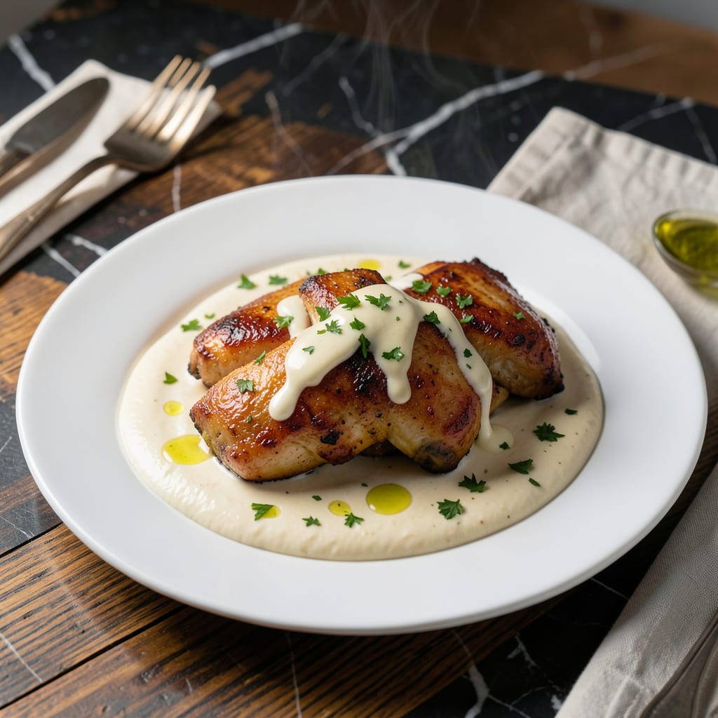 Complete Halal Chicken White Sauce Recipe: Velvety Cream with Spiced Chicken overview image