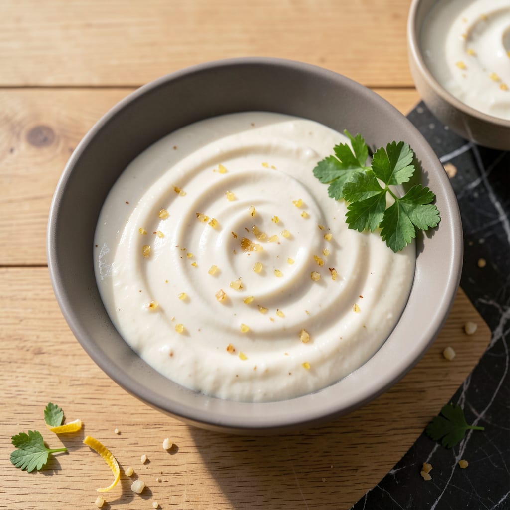 Halal White Sauce Recipe: Velvety Garlic Infused Drizzle example with annotations