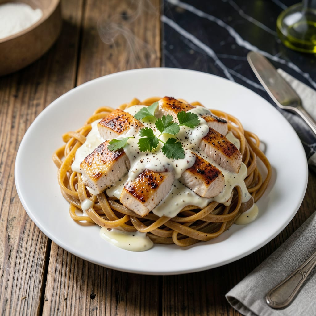 Healthy Chicken Alfredo Sauce Recipe: Light Cream Sauce Without the Guilt example with annotations
