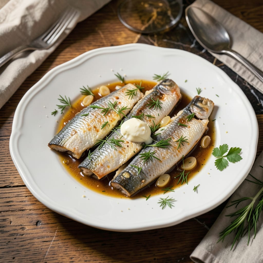 Complete Herring in Wine Sauce Recipe: Nordic Elegance in a Silky Reduction overview image
