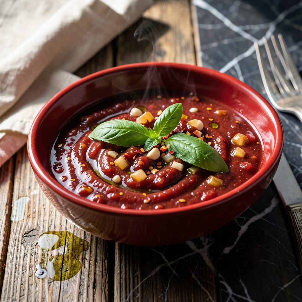 Visual representation of Homemade Chilli Sauce Recipe: Bold Tomato Heat With Fresh Basil