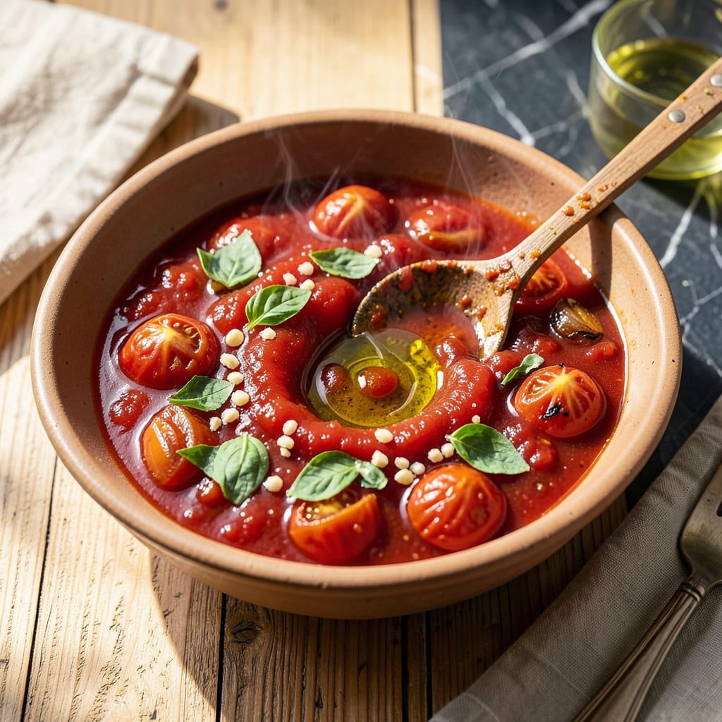 Comprehensive Homemade Marinara Sauce Recipe: Fresh Basil Simmered to Perfection visual reference