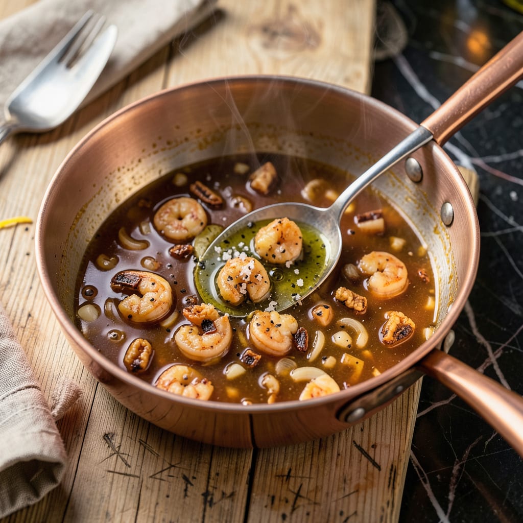 homemade shrimp sauce recipe example with annotations