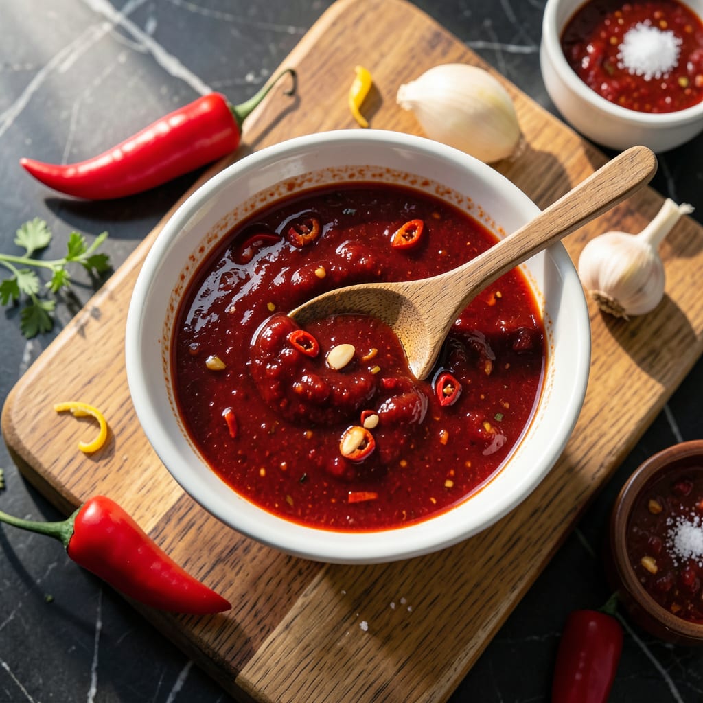Visual representation of Homemade Sriracha Sauce Recipe: Fiery Garlic Heat in Every Drop