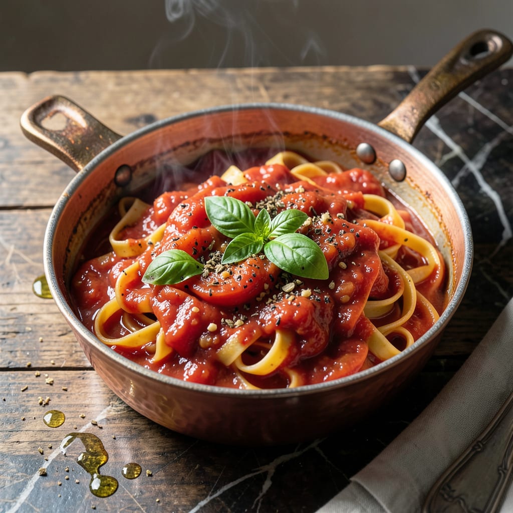 Homemade Tomato Sauce Recipe: Rich Herb Infused Base for Pasta Night illustration with key details