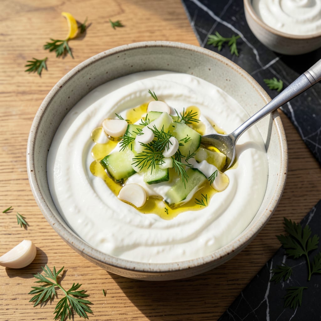 Homemade Tzatziki Sauce Recipe: Cool Cucumber and Garlic Refreshment example with annotations