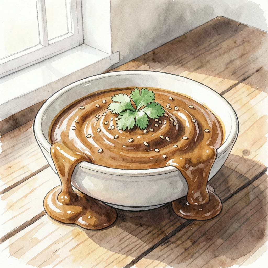 Hot Pot Sesame Sauce Recipe: Creamy Asian Inspired Dip example with annotations