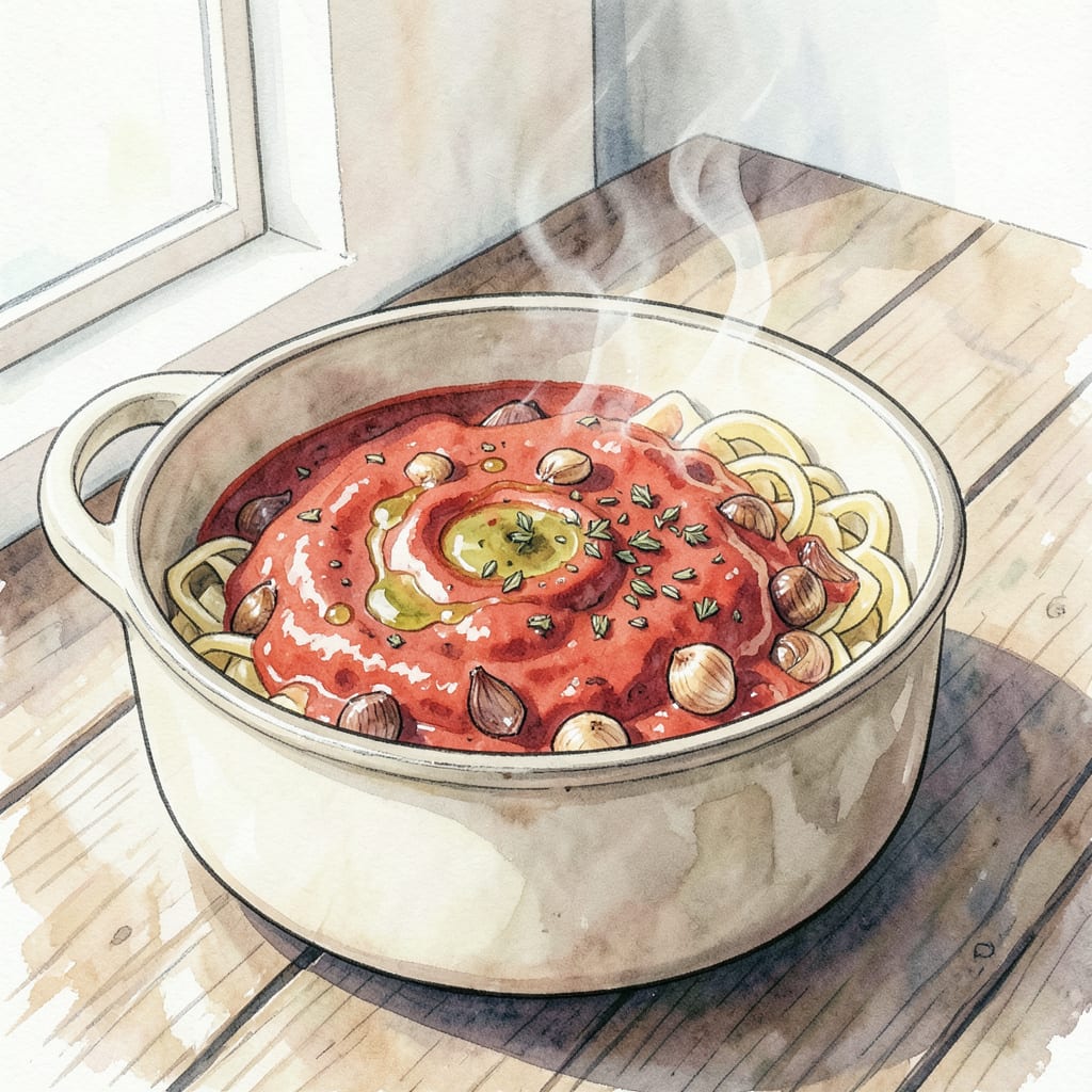 Visual representation of Immersion Blender Tomato Sauce: Smooth & Rich Homemade Sauce