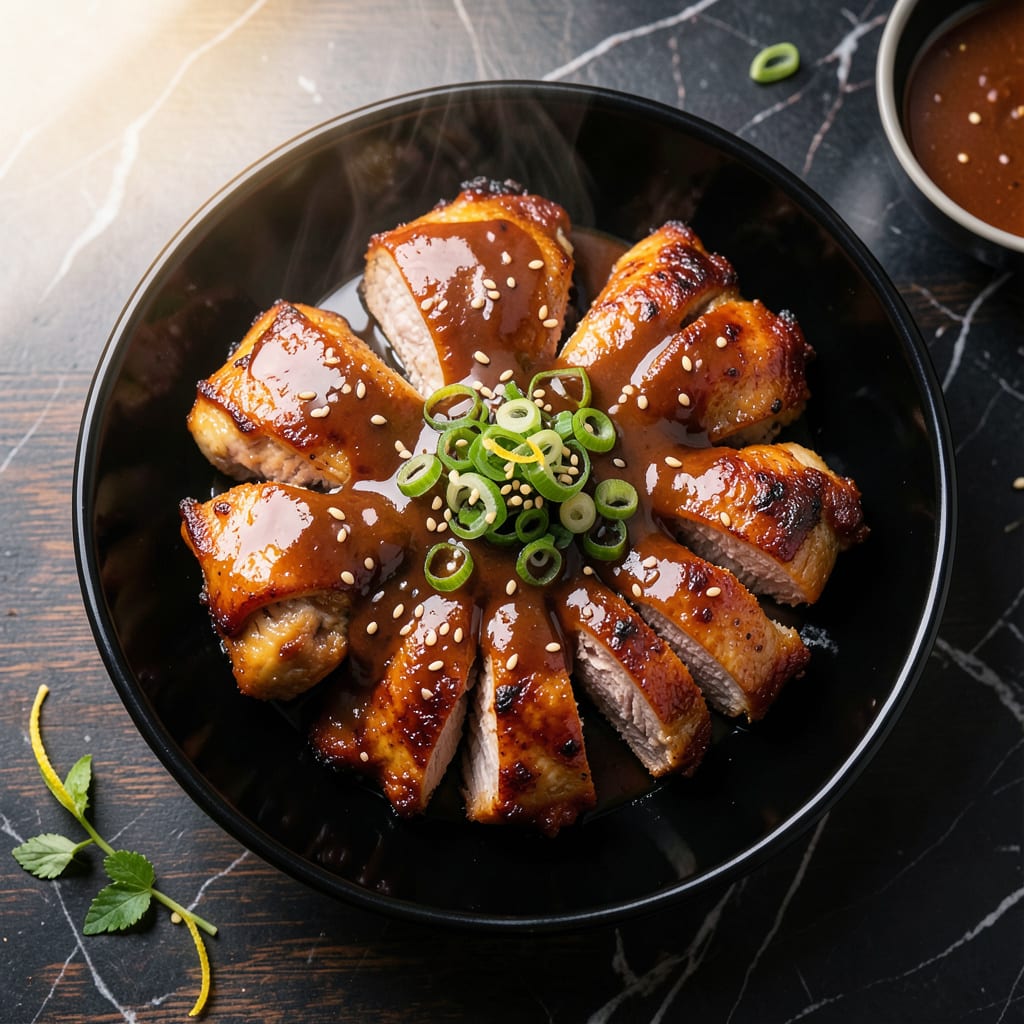 Japanese BBQ Sauce Chicken Recipe: Glazed and Sticky Sweetness illustration with key details