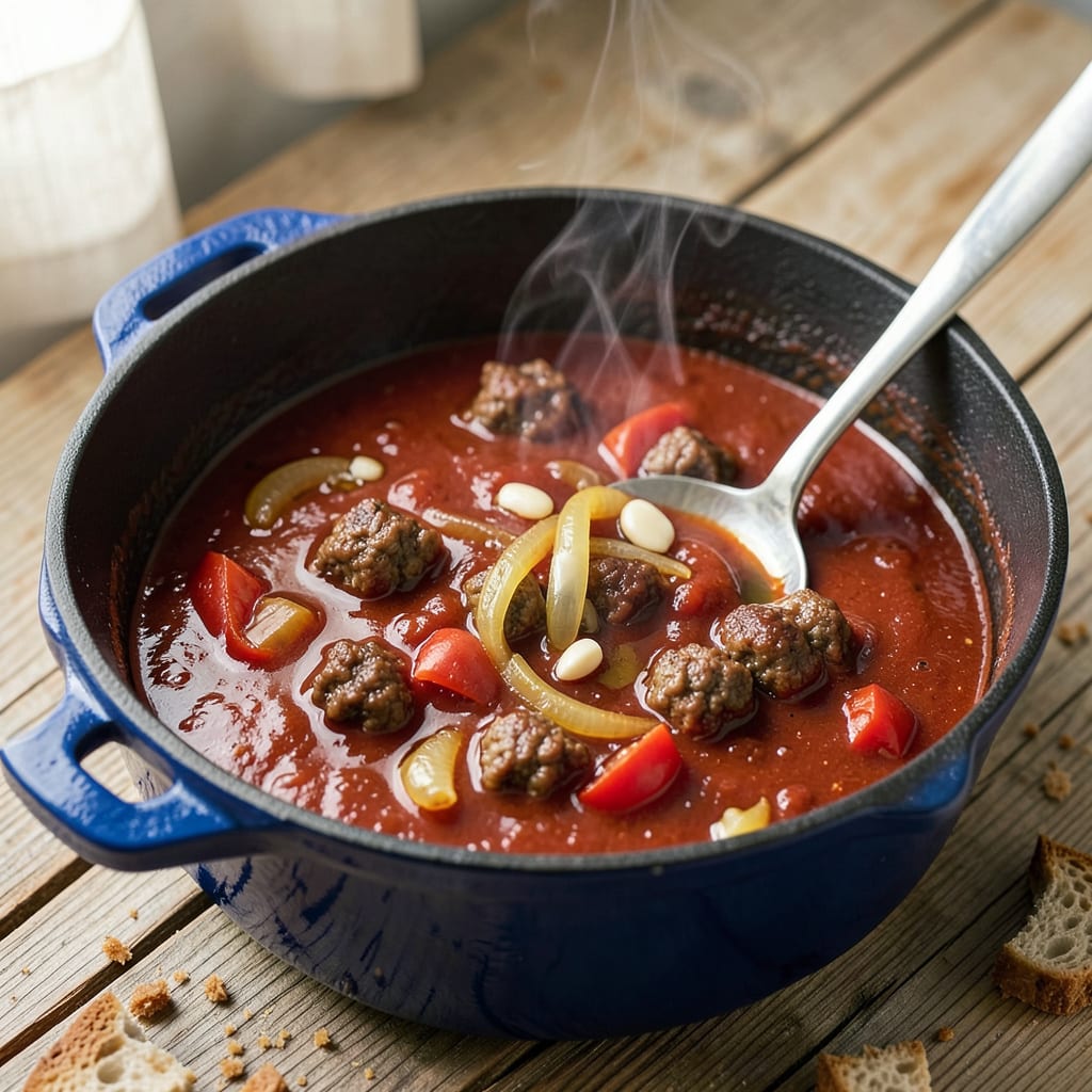 Visual representation of Jim's Spaghetti Sauce Recipe: Rich, Meat Infused Tomato Magic
